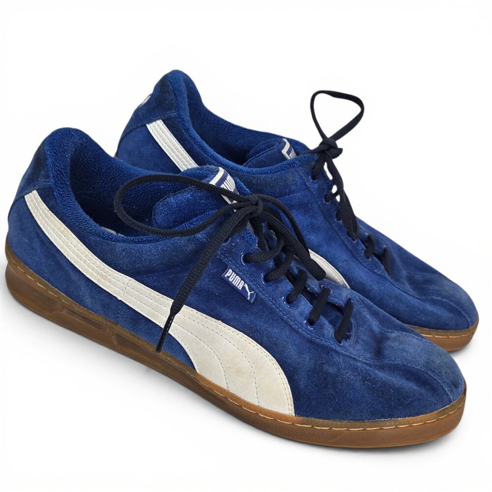 Puma Delphin Blue Suede White Classic Retro Men's Size 12 Sneaker Gum Sole